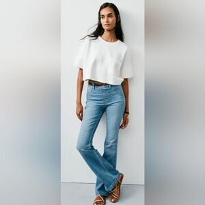 SPANX EveryWear High Waisted Flare Jeans in Stonewashed Blue NWT sz L